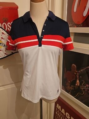 Fila Women's Tee with Red Accent and White Logo Patch